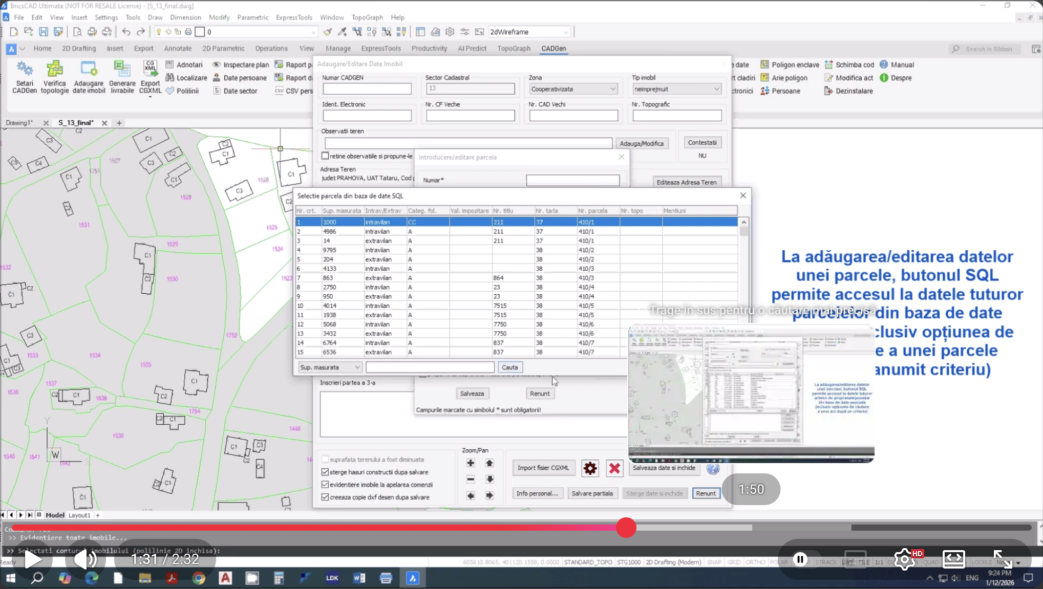 Generarea unei baze de date SQL din fisiere CGXML si importul datelor cu comanda F21